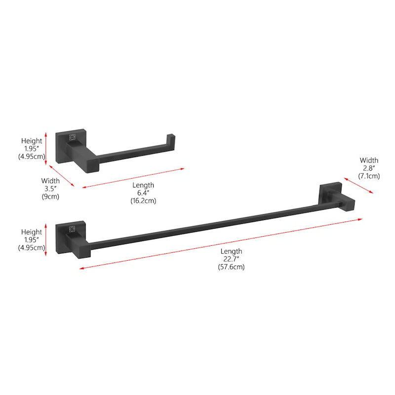 Elegant Lighting Isla 2Pc Bathroom Hardware Set, Matte Black