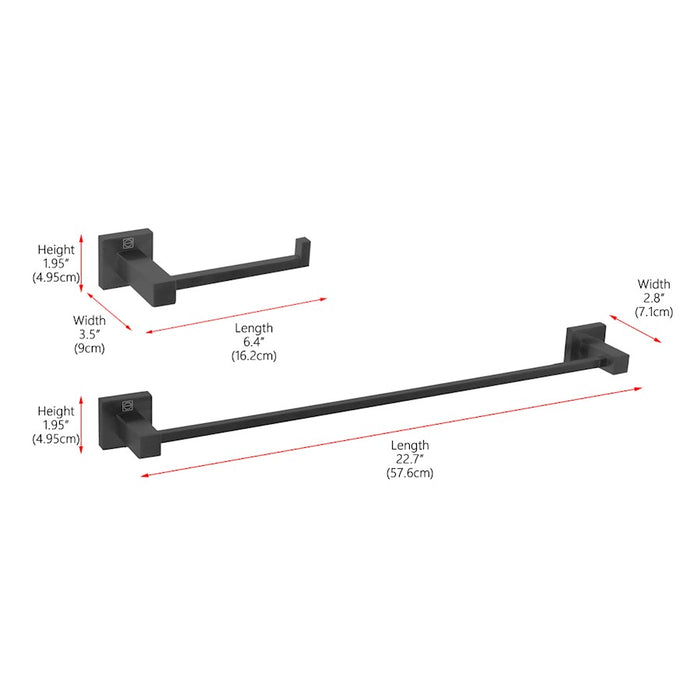 Elegant Lighting Isla 2Pc Bathroom Hardware Set, Matte Black