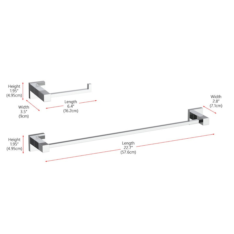 Elegant Lighting Isla 2Pc Bathroom Hardware Set, Chrome