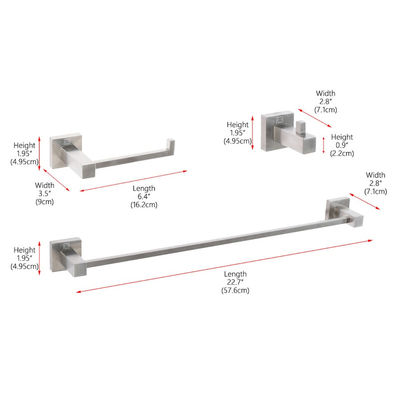 Elegant Lighting Isla 3Pc Bathroom Hardware Set, Nickel