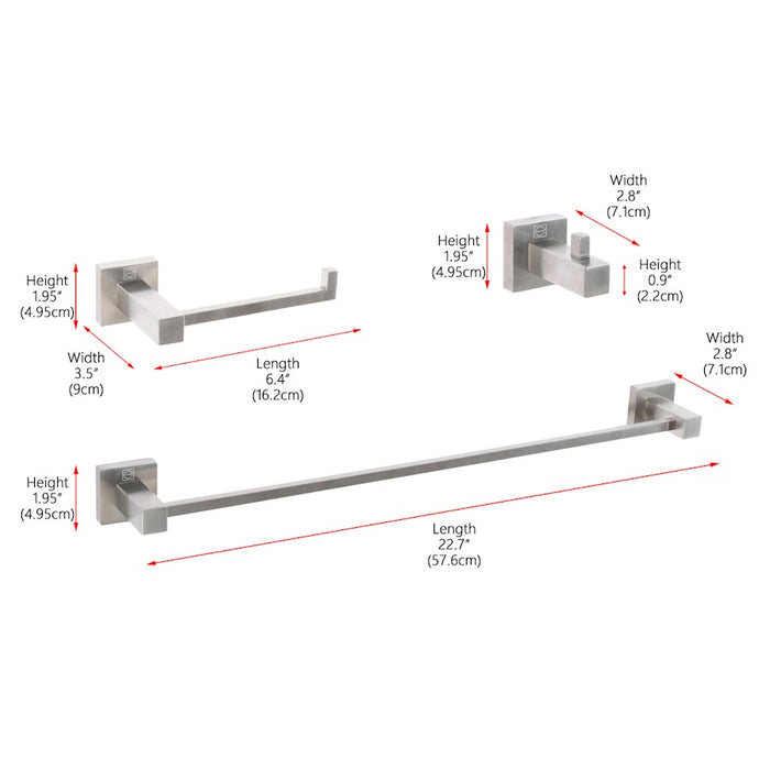 Elegant Lighting Isla 3Pc Bathroom Hardware Set, Nickel
