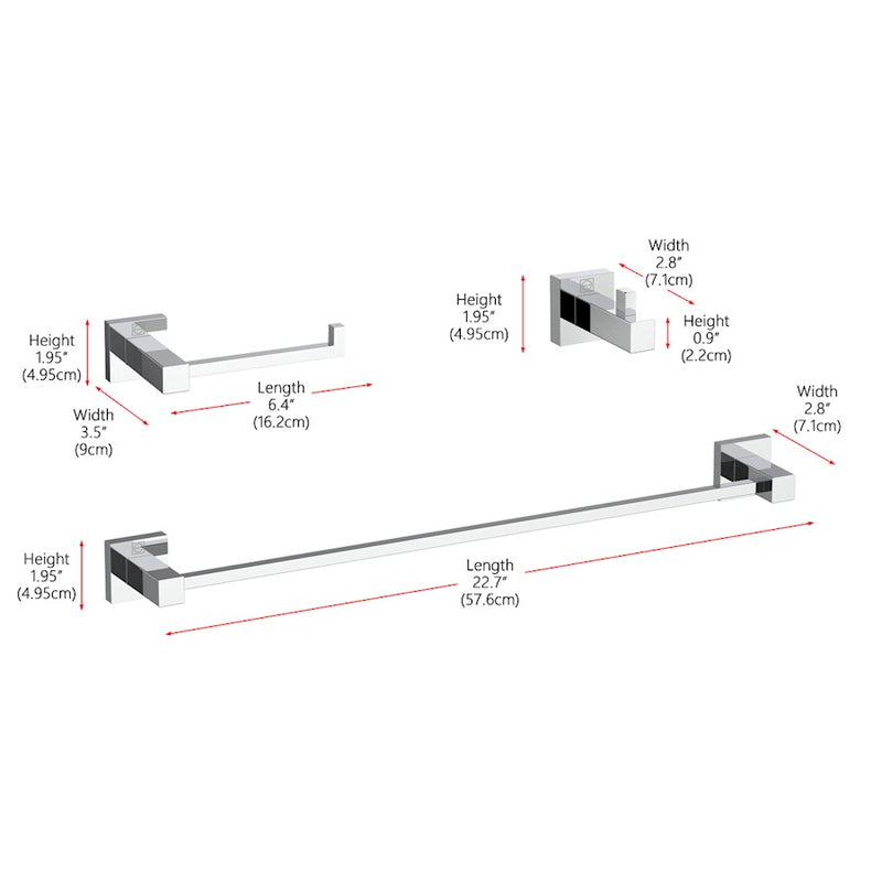 Elegant Lighting Isla 3Pc Bathroom Hardware, Chrome