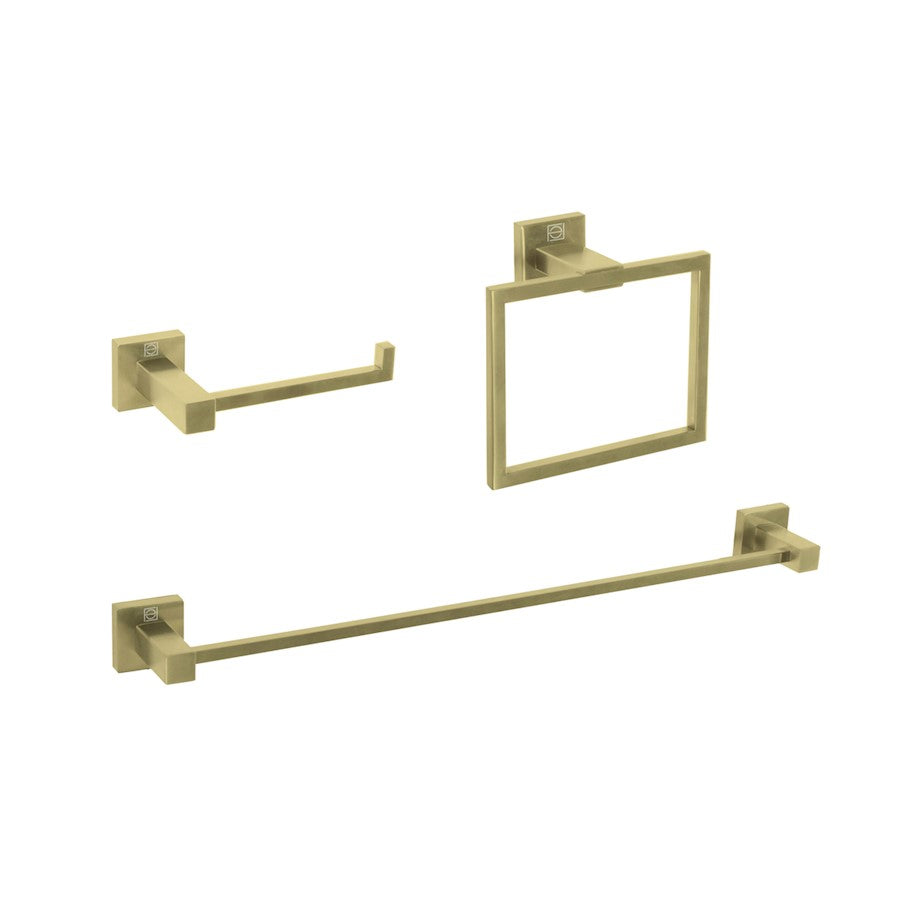 Elegant Lighting Isla 3Pc Bathroom Hardware Set, Gold