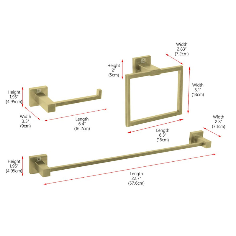 Elegant Lighting Isla 3Pc Bathroom Hardware Set, Gold