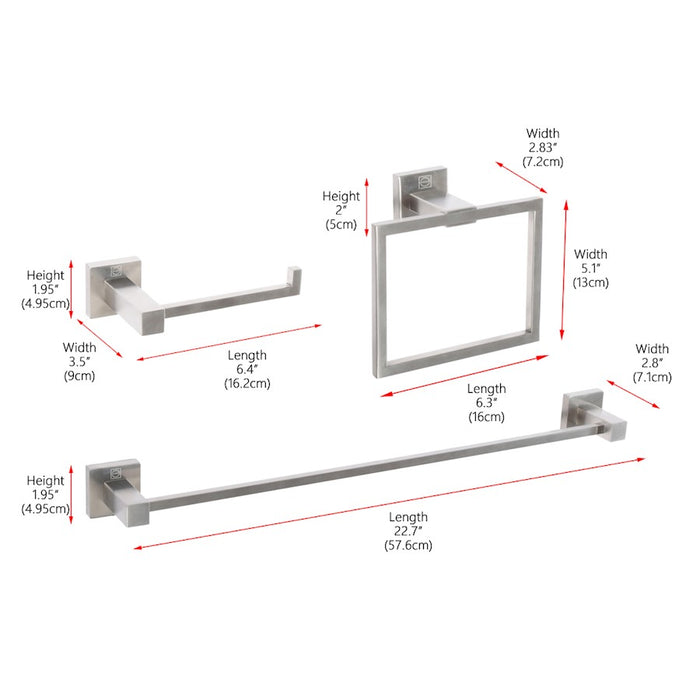 Elegant Lighting Isla 3Pc Bathroom Hardware Set, Brushed Nickel