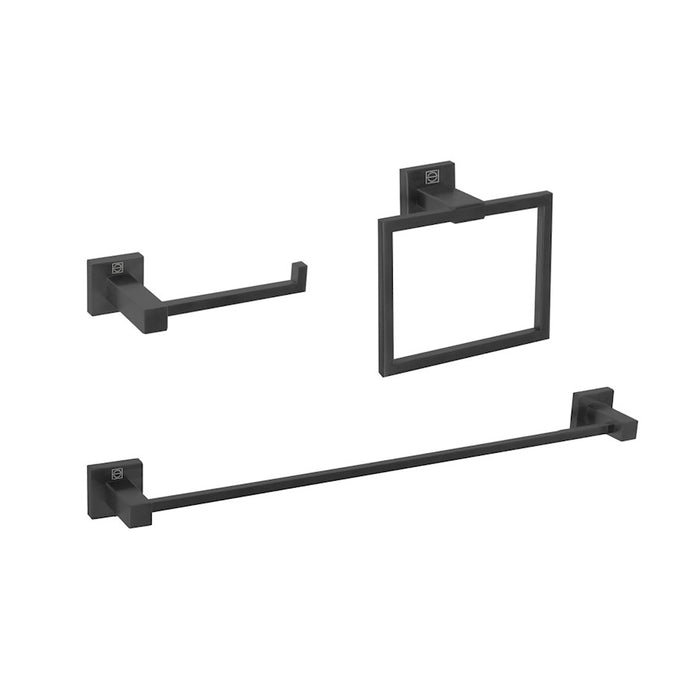 Elegant Lighting Isla 3Pc Bathroom Hardware Set, Matte Black