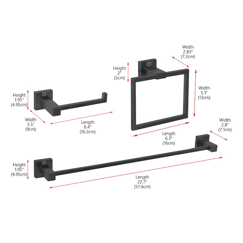 Elegant Lighting Isla 3Pc Bathroom Hardware Set, Matte Black