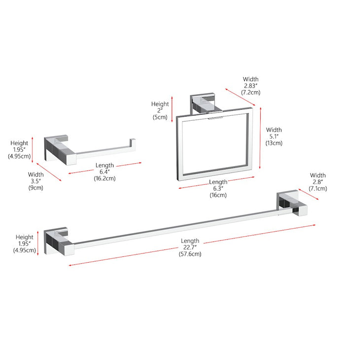 Elegant Lighting Isla 3Pc Bathroom Hardware Set, Chrome