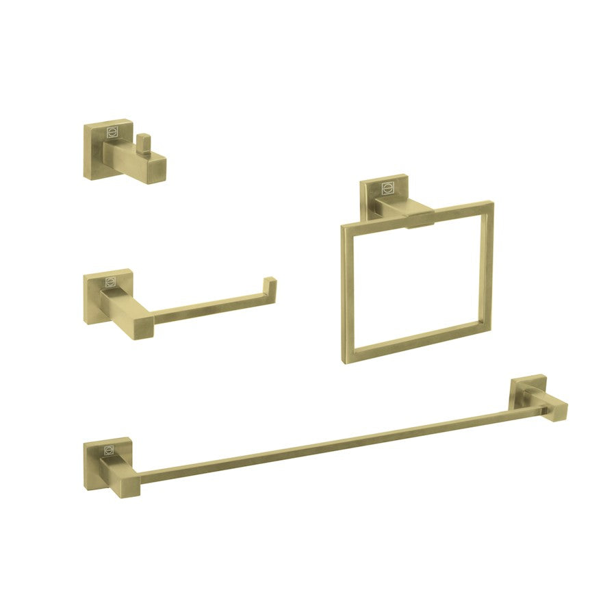 Elegant Lighting Isla 4Pc Bathroom Hardware Set, Brushed Gold