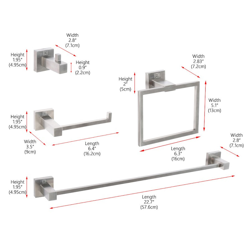 Elegant Lighting Isla 4Pc Bathroom Hardware Set, Brushed Nickel