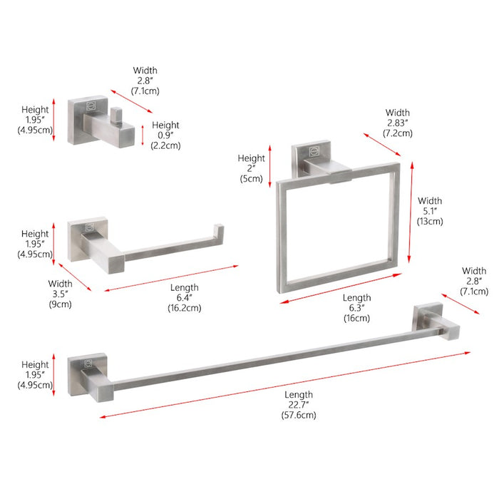 Elegant Lighting Isla 4Pc Bathroom Hardware Set, Brushed Nickel