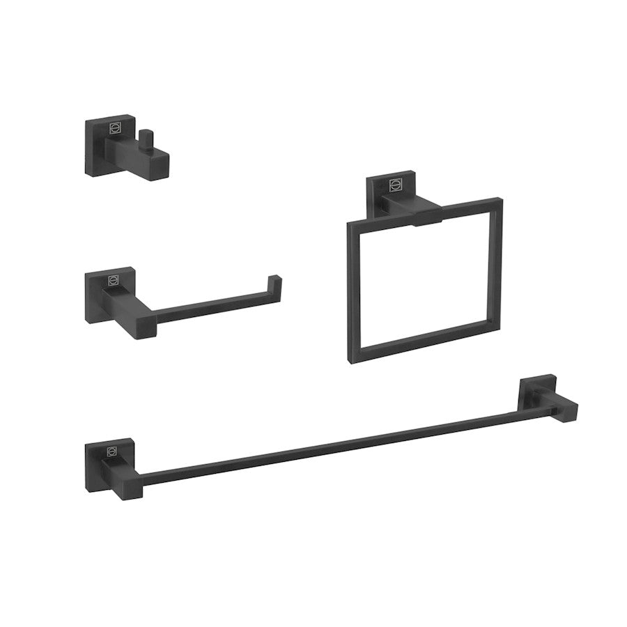 Elegant Lighting Isla 4Pc Bathroom Hardware Set, Matte Black
