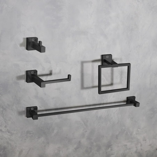 Elegant Lighting Isla 4Pc Bathroom Hardware Set, Matte Black