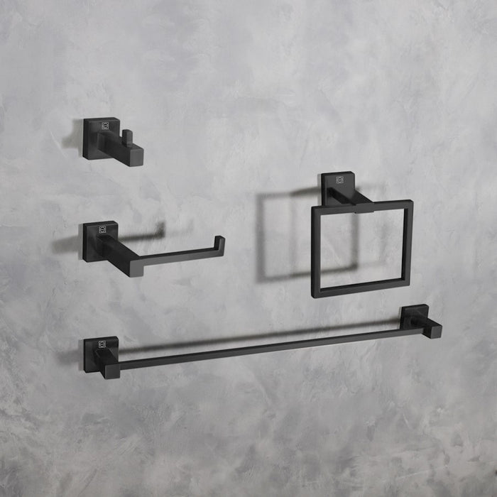 Elegant Lighting Isla 4Pc Bathroom Hardware Set, Matte Black