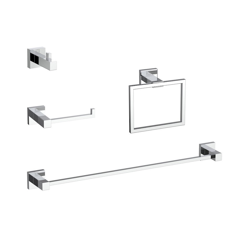 Elegant Lighting Isla 4Pc Bathroom Hardware Set, Chrome