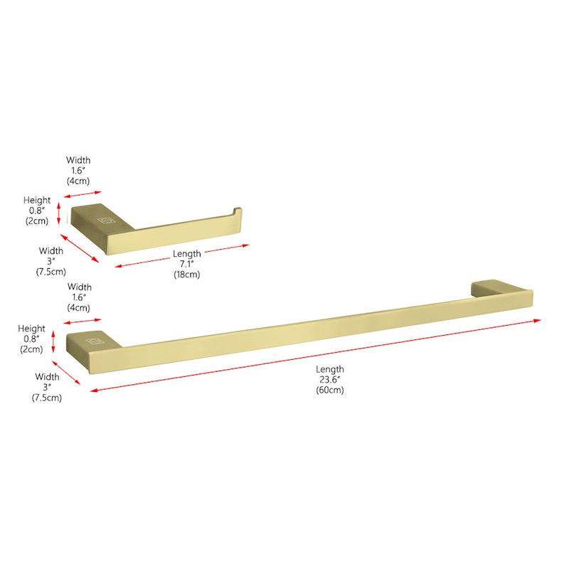 Elegant Lighting Sofia 2Pc Bathroom Hardware Set, Brushed Gold
