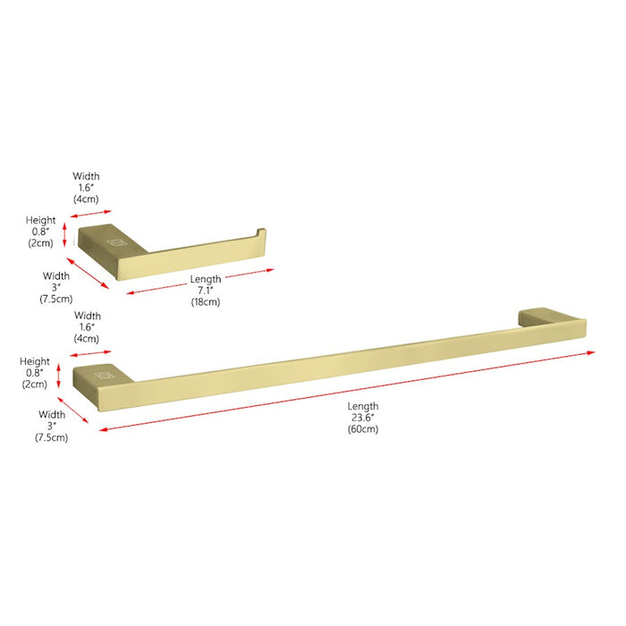 Elegant Lighting Sofia 2Pc Bathroom Hardware Set, Brushed Gold