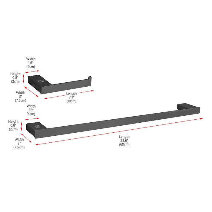 Elegant Lighting Sofia 2Pc Bathroom Hardware Set, Matte Black