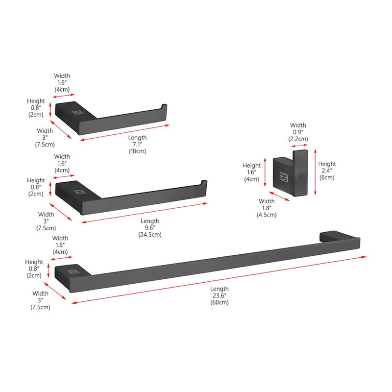 Elegant Lighting Sofia 4Pc Bathroom Hardware Set, Matte Black