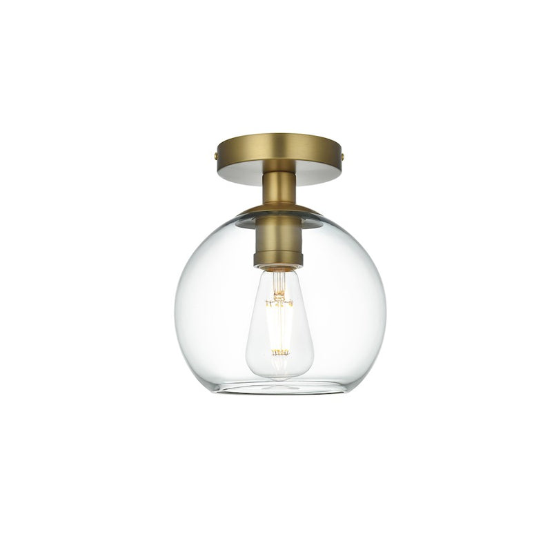 Living District Baxter 1 Light 8" Flush Mount, Satin Gold/Clear