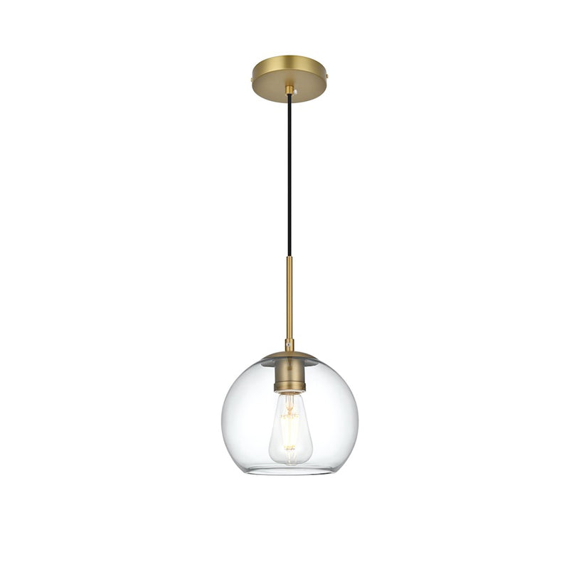 Living District Baxter 1 Light 8" Pendant, Satin Gold/Clear