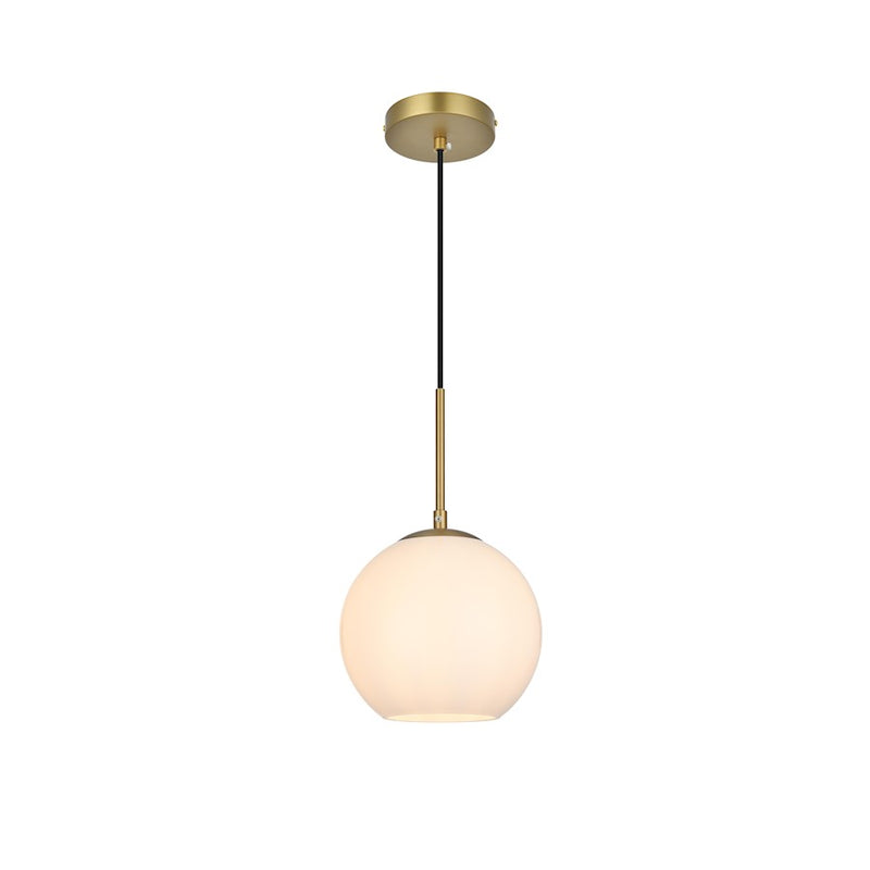 Living District Baxter 1 Light 8" Pendant, Satin Gold/Frosted White