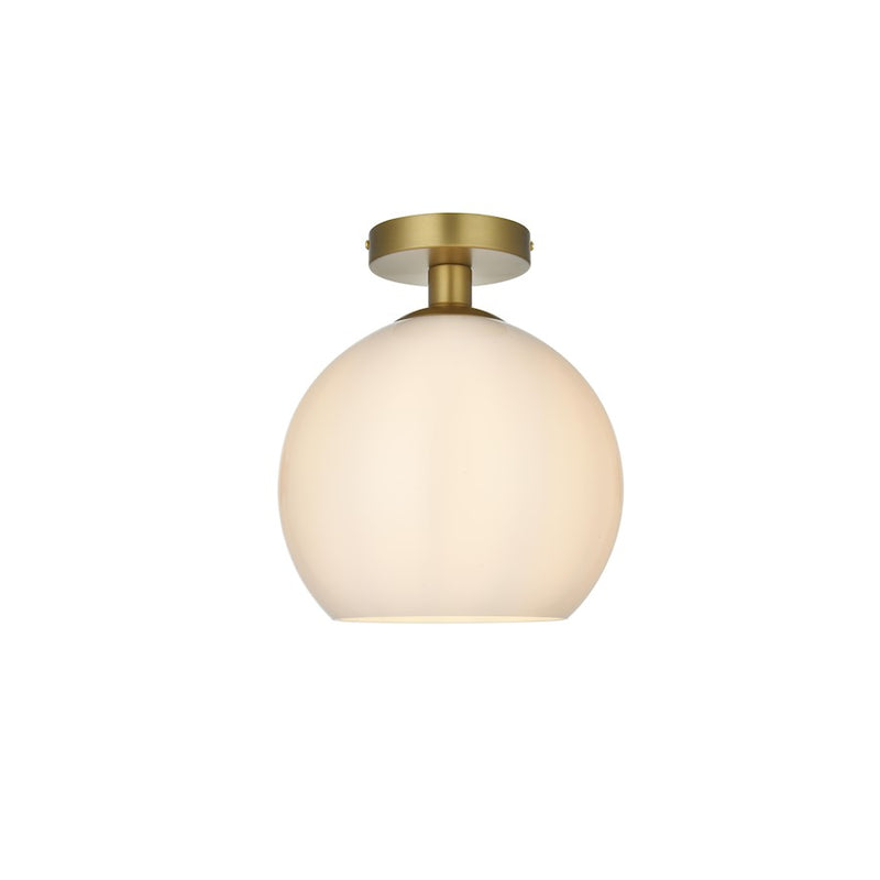 Living District Baxter 1Lt 10" Flush Mount, Gold/Frosted White