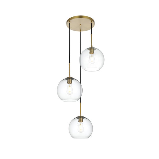 Living District Baxter 3 Light 20" Pendant, Satin Gold/Clear/Clear - LD2214SG