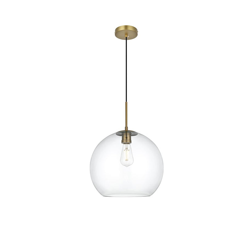 Living District Baxter 1 Light 14" Pendant, Satin Gold/Clear