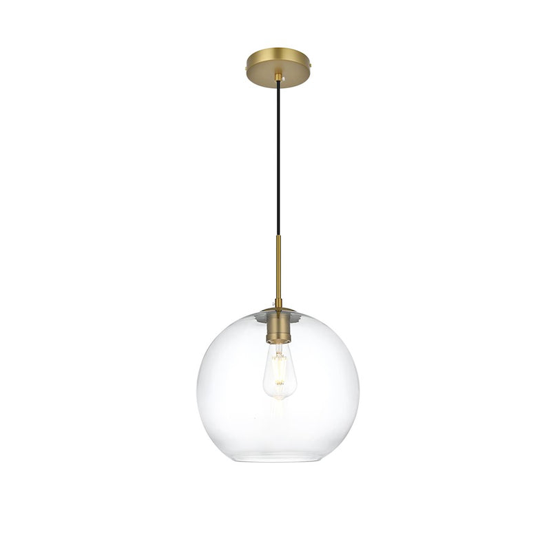 Living District Baxter 1 Light 12" Pendant, Satin Gold/Clear