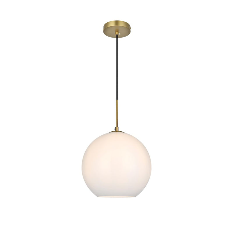 Living District Baxter 1 Light 12" Pendant, Satin Gold/Frosted White
