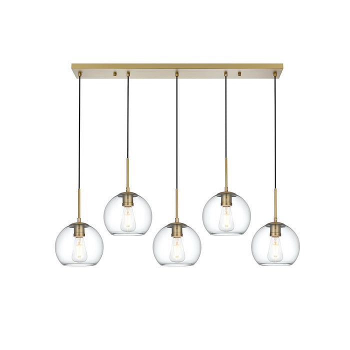 Living District Baxter 5 Light 42" Pendant, Satin Gold/Clear - LD2228SG