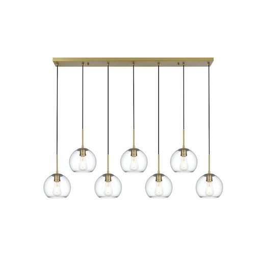 Living District Baxter 7 Light 54" Pendant, Satin Gold/Clear/Clear - LD2230SG