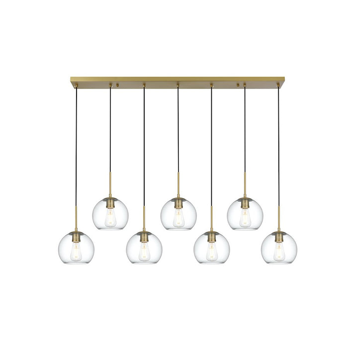 Living District Baxter 7 Light 54" Pendant, Satin Gold/Clear/Clear - LD2230SG