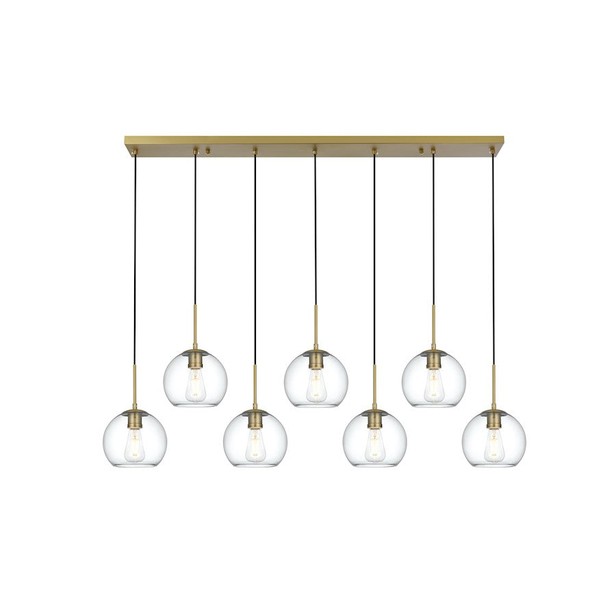 Living District Baxter 7 Light 54" Pendant, Satin Gold/Clear/Clear - LD2230SG