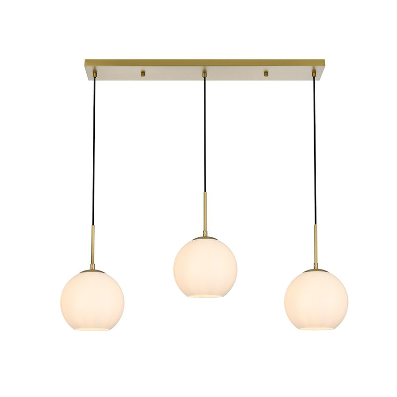 Living District Baxter 3Lt 36" Pendant, Gold/Frosted White