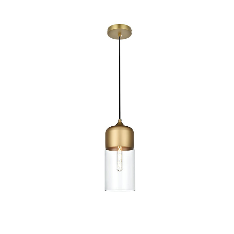 Living District Ashwell 1 Light 5" Pendant, Satin Gold/Clear
