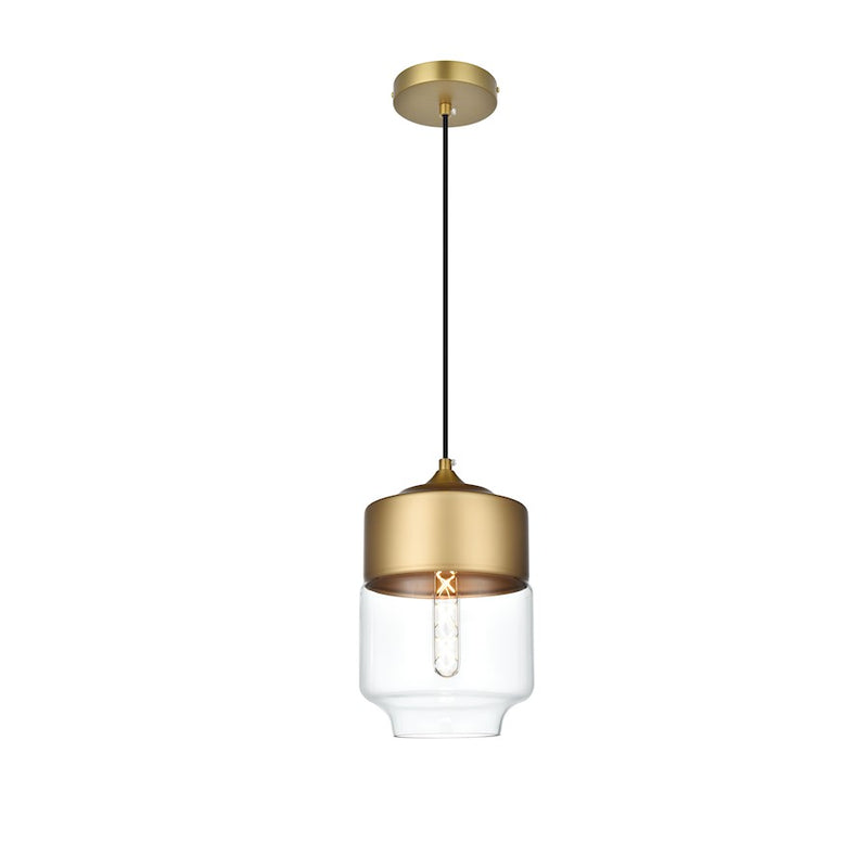 Living District Ashwell 1 Light 7" Pendant, Satin Gold/Clear