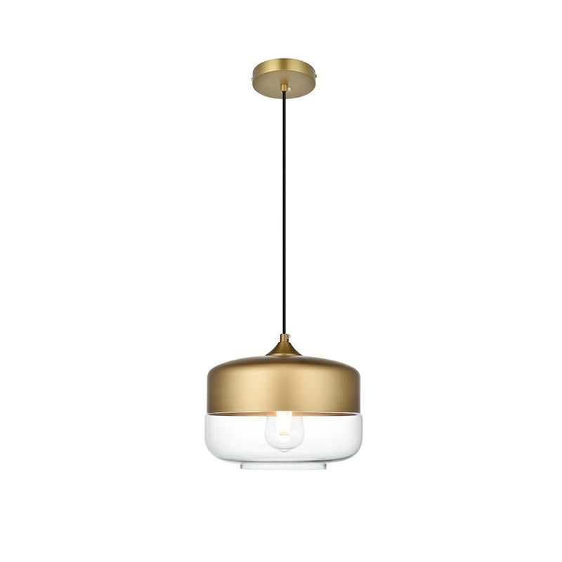 Living District Ashwell 1 Light 10" Pendant, Satin Gold/Clear