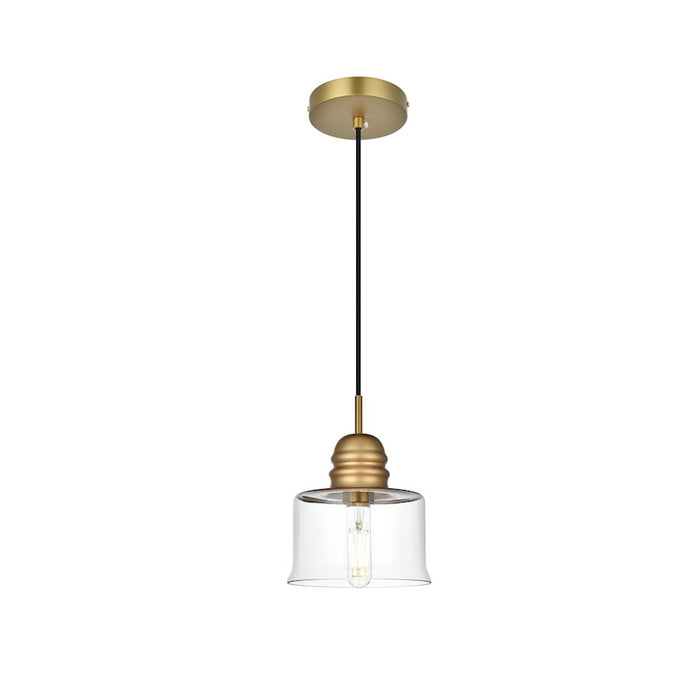 Living District Kenna 1 Light 7" Pendant, Satin Gold/Clear - LD2253SG