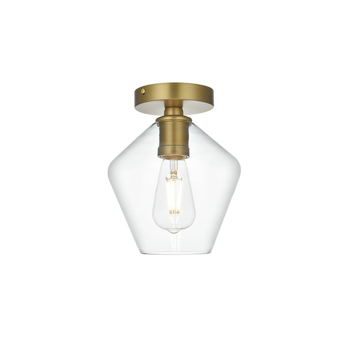 Living District Gene 1 Light 8" Flush Mount, Satin Gold/Clear