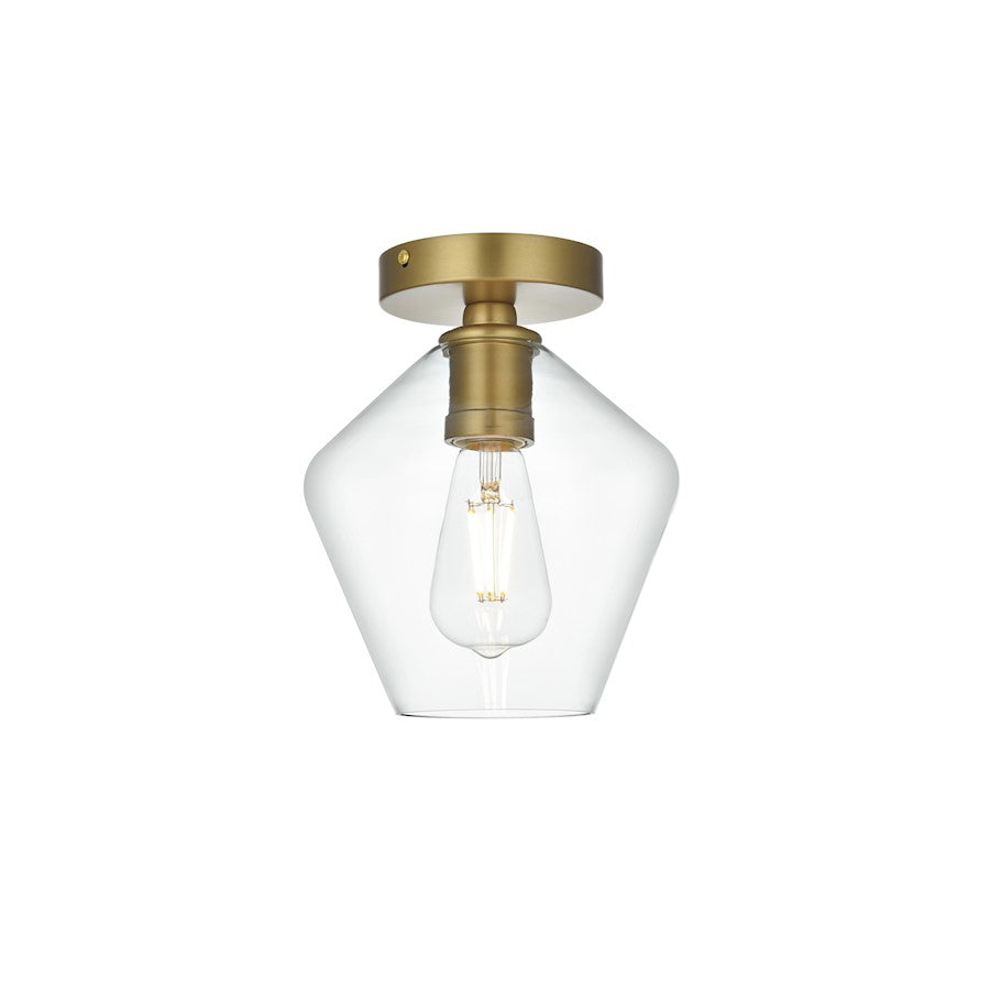 Living District Gene 1 Light 8" Flush Mount, Satin Gold/Clear