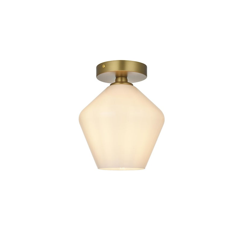 Living District Gene 1 Light 8" Flush Mount, Satin Gold/Frosted White