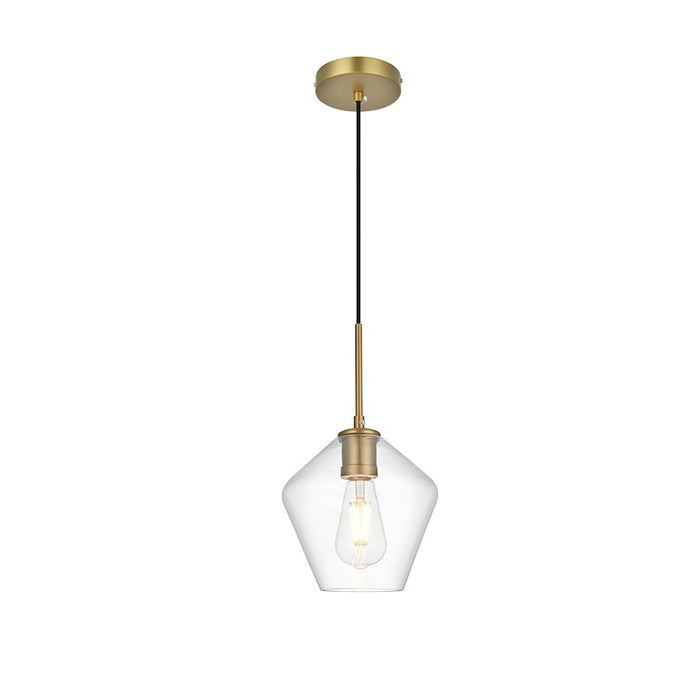 Living District Gene 1 Light 8" Pendant, Satin Gold/Clear