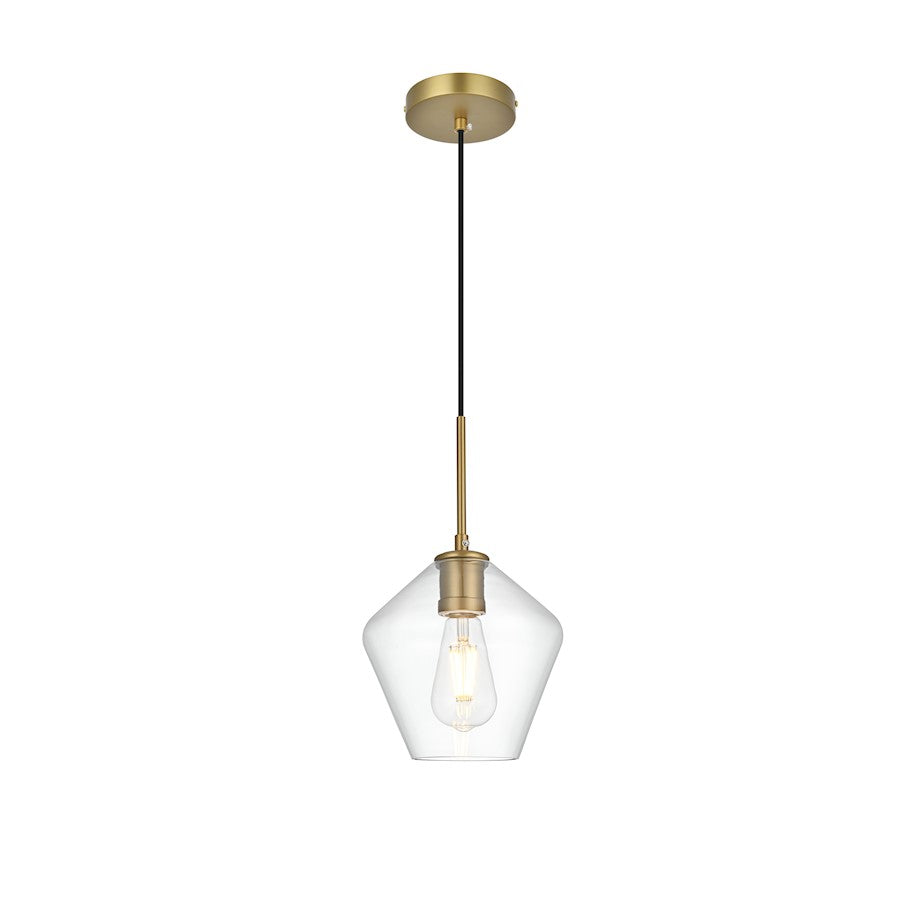 Living District Gene 1 Light 8" Pendant, Satin Gold/Clear