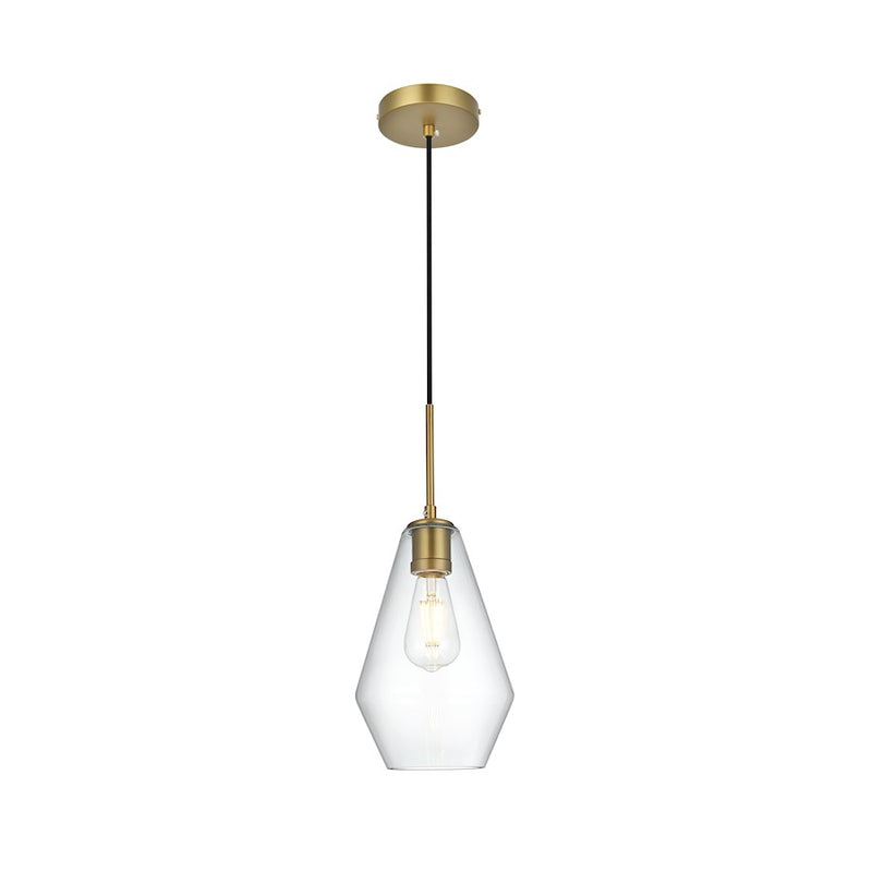 Living District Gene 1 Light 7" Pendant, Satin Gold/Clear