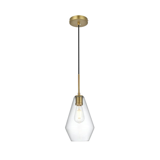 Living District Gene 1 Light 7" Pendant, Satin Gold/Clear - LD2260SG