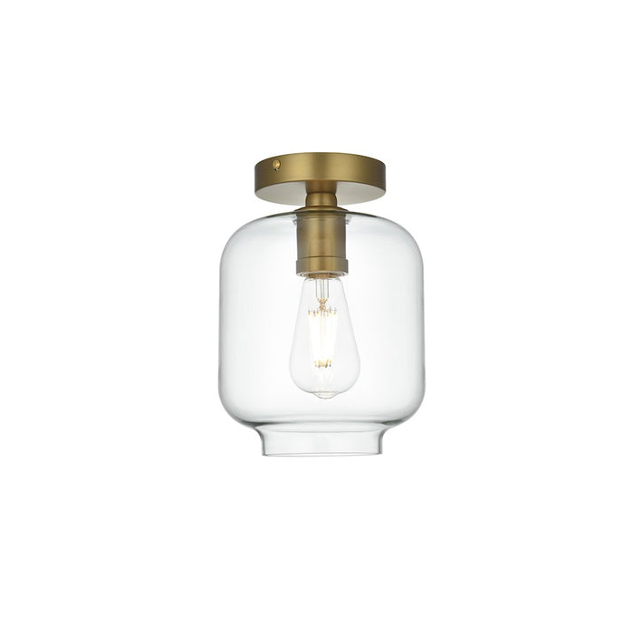 Living District Collier 1 Light 7.5" Flush Mount, Satin Gold/Clear