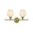 Living District Gene 2Lt Wall Sconce, Gold/Frosted White Glass