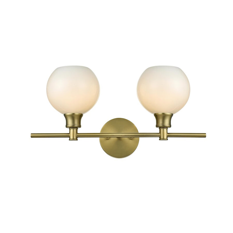 Living District Collier 2Lt Wall Sconce, Gold/Frosted White Glass